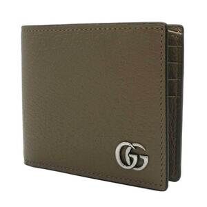 Gucci GG MARMONT Leather Bifold Wallet Coin Card Holder Brown Beige Tan Line